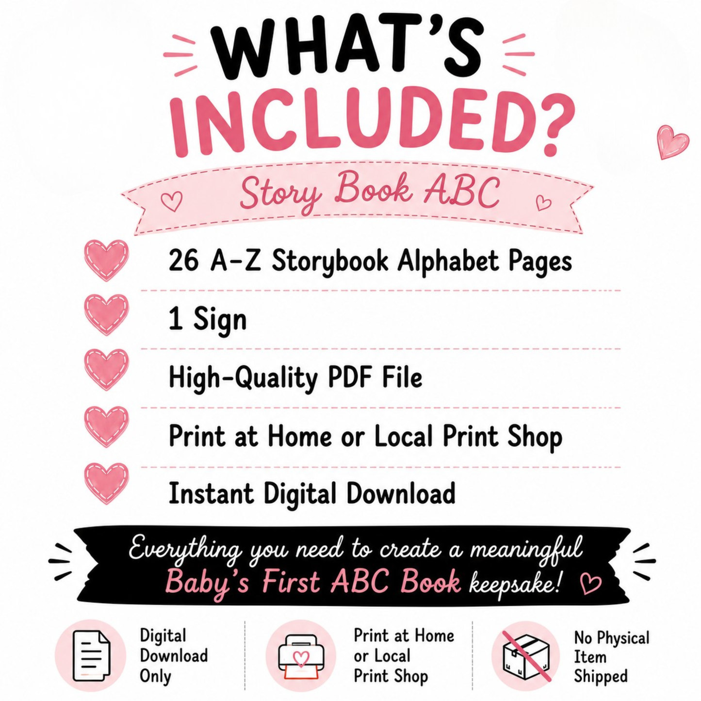 Baby’s First ABC Book Coloring Game Printable | Baby Shower Keepsake Activity | A–Z Alphabet Coloring Pages & Table Sign