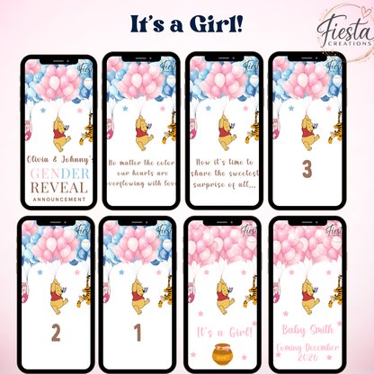 Winnie #1 Gender Reveal Video Announcement | It's a Boy or It's a Girl Reveal Video | Personalized Countdown Gender Reveal | Digital Download