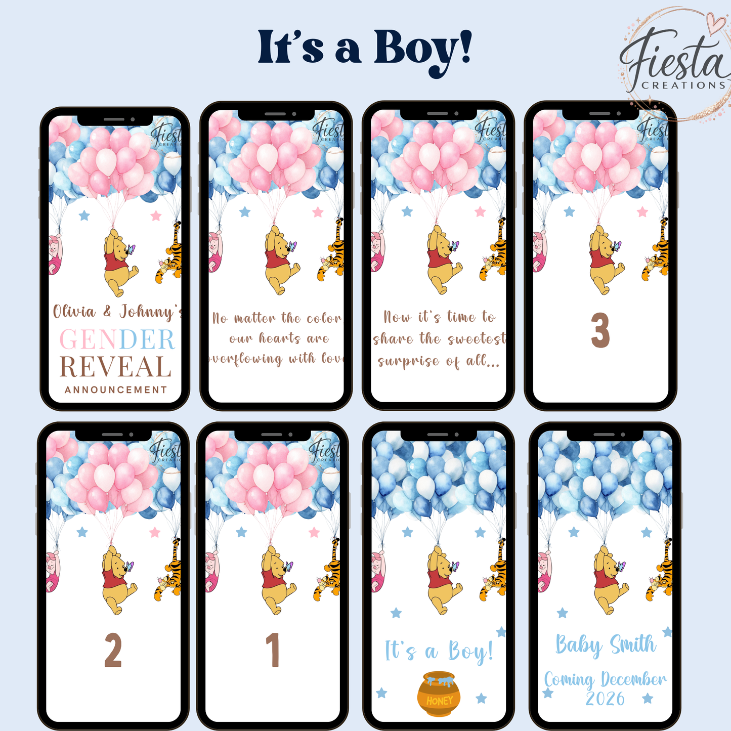 Winnie #1 Gender Reveal Video Announcement | It's a Boy or It's a Girl Reveal Video | Personalized Countdown Gender Reveal | Digital Download