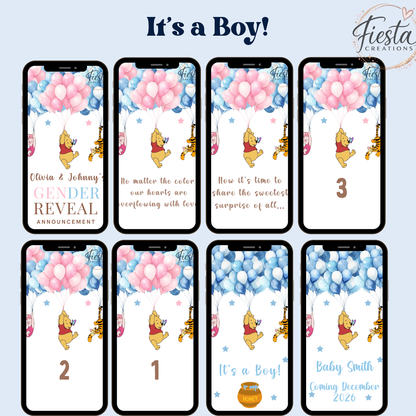 Winnie #1 Gender Reveal Video Announcement | It's a Boy or It's a Girl Reveal Video | Personalized Countdown Gender Reveal | Digital Download
