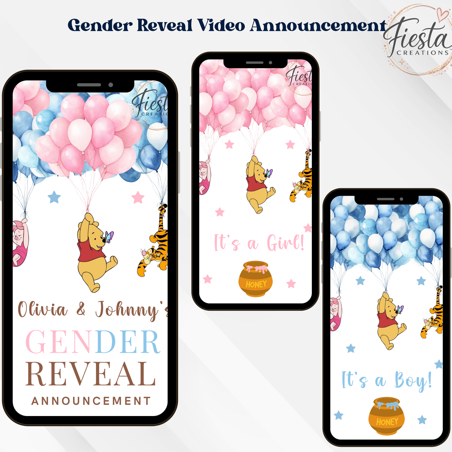 Winnie #1 Gender Reveal Video Announcement | It's a Boy or It's a Girl Reveal Video | Personalized Countdown Gender Reveal | Digital Download