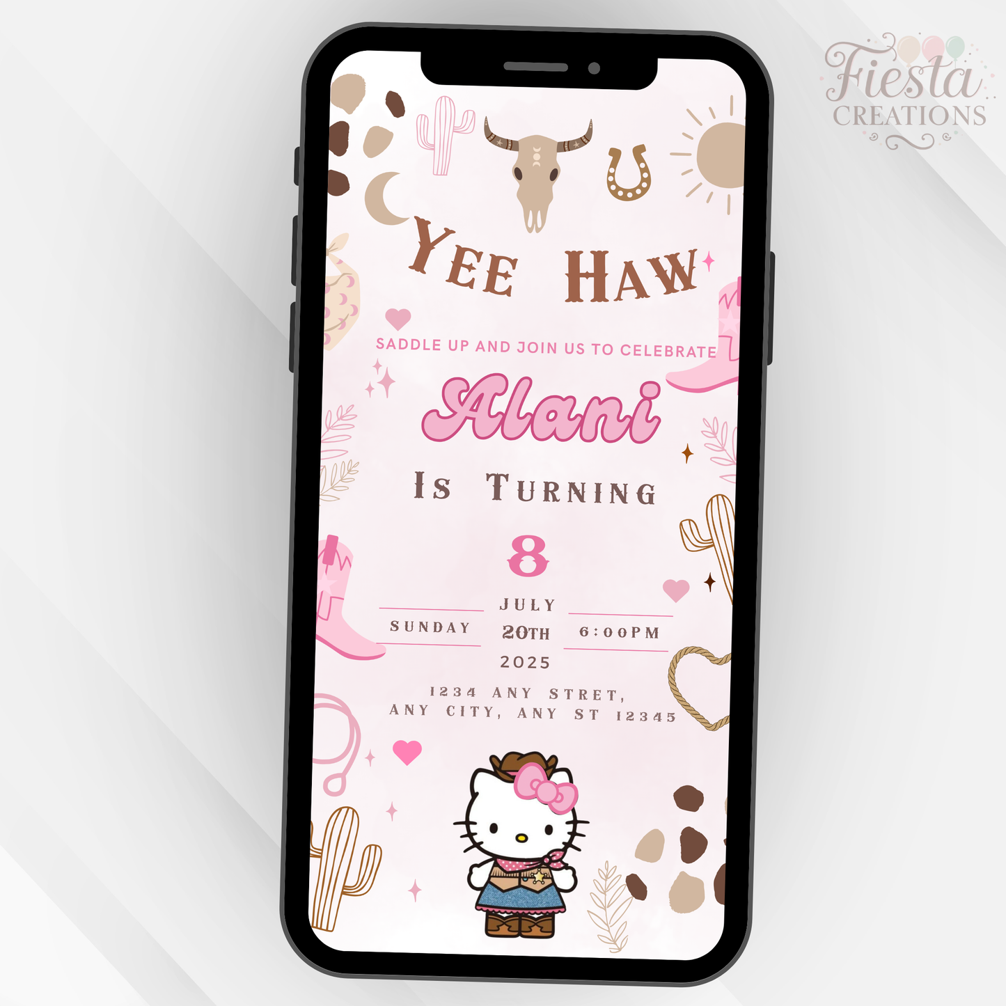 HK Cowgirl Birthday Invitation