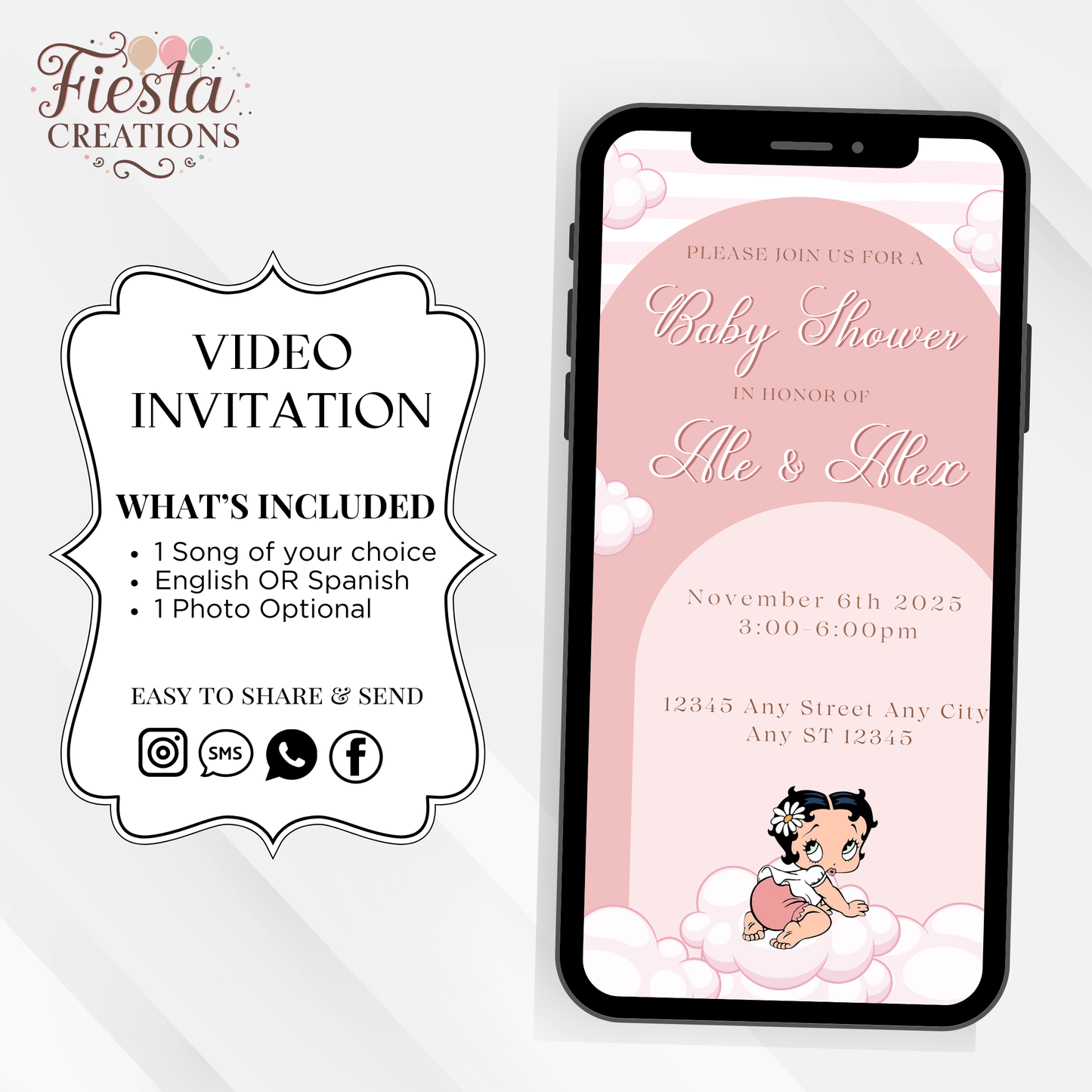 Betty Cloud Baby Shower Video Invitation
