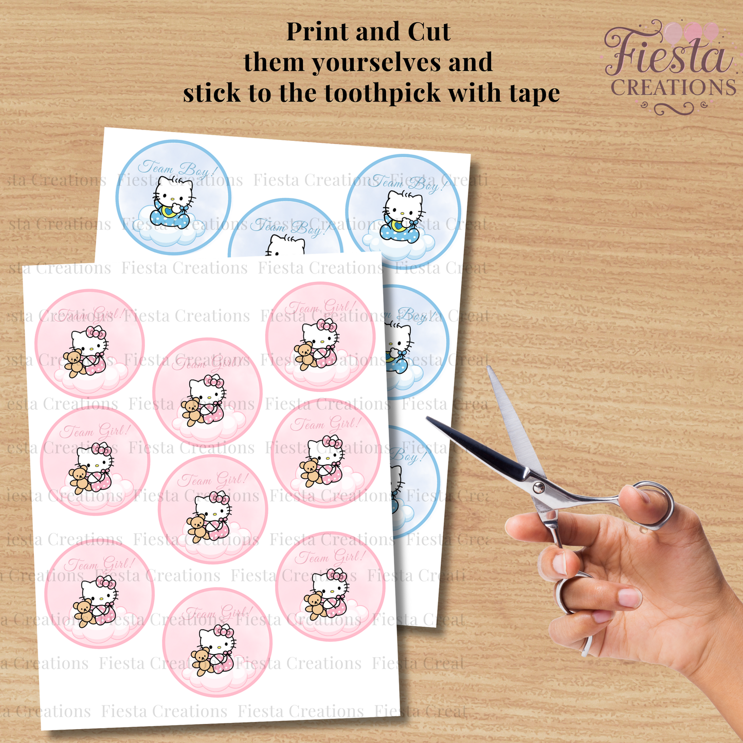 Printable HK Gender Reveal Cupcake Toppers