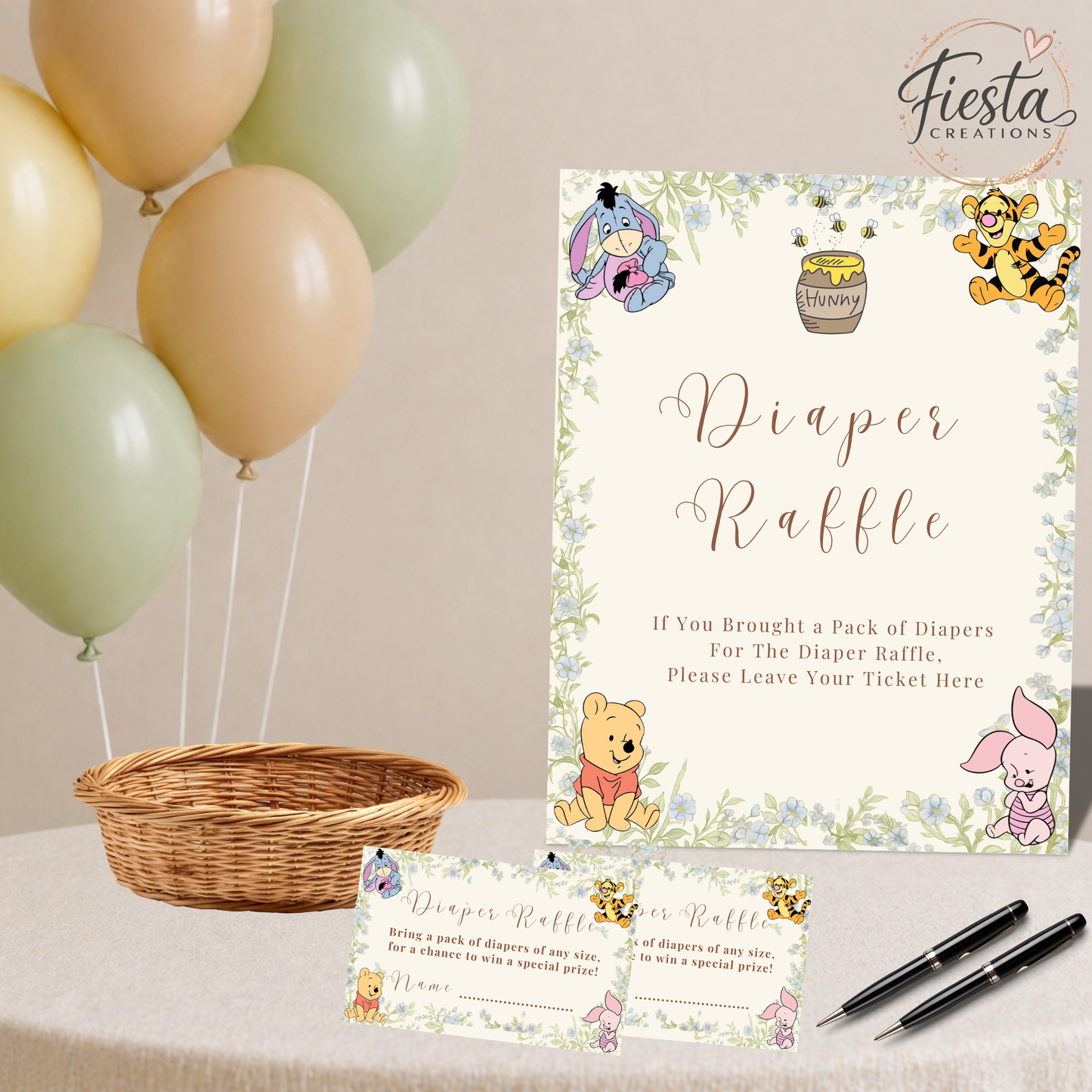 Green Winnie Baby Shower Mega Bundle | Editable Templates