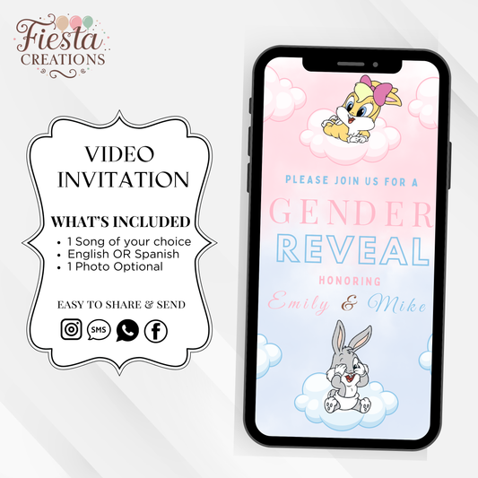Lola or Bugs Gender Reveal Video Invitation