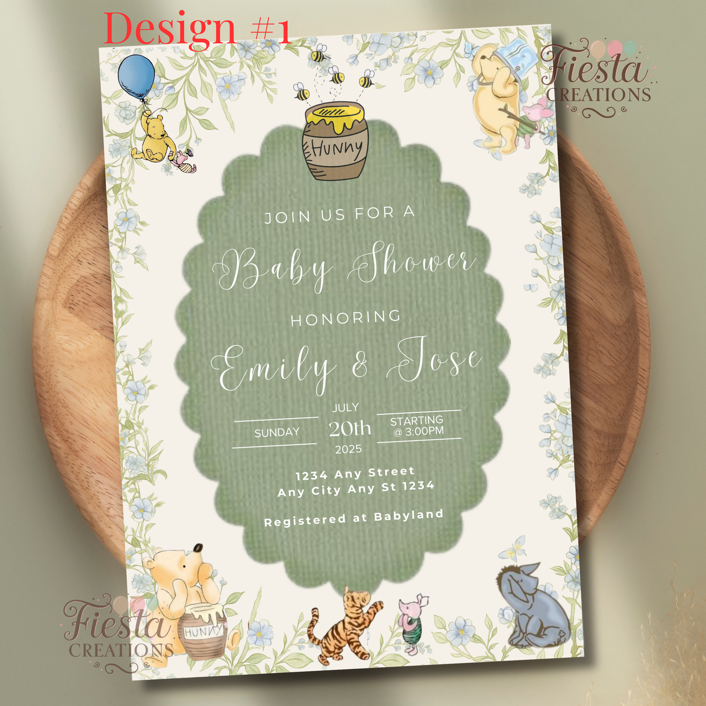 Winnie Green Baby Shower Invitation Temp