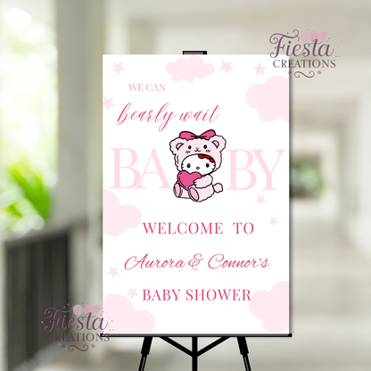 HK Bear Baby Shower Welcome Sign