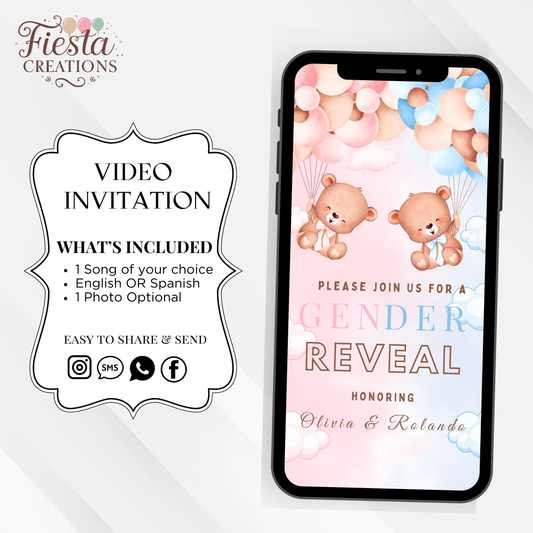 Bears Gender Reveal Video Invitation