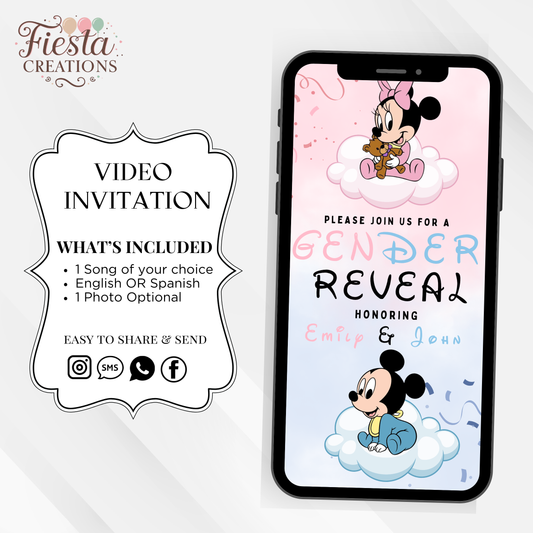 Mouse Gender Reveal Video Invitation