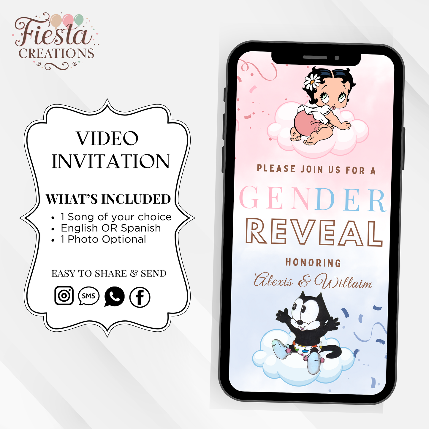 Betty & Felix Gender Reveal Video Invitation
