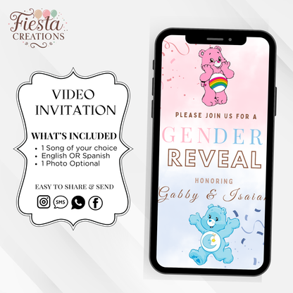 Bears Gender Reveal Video Invitation