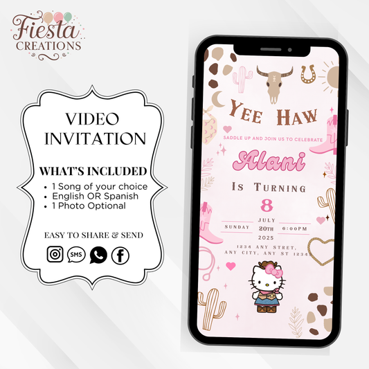 HK Cowgirl Birthday Invitation