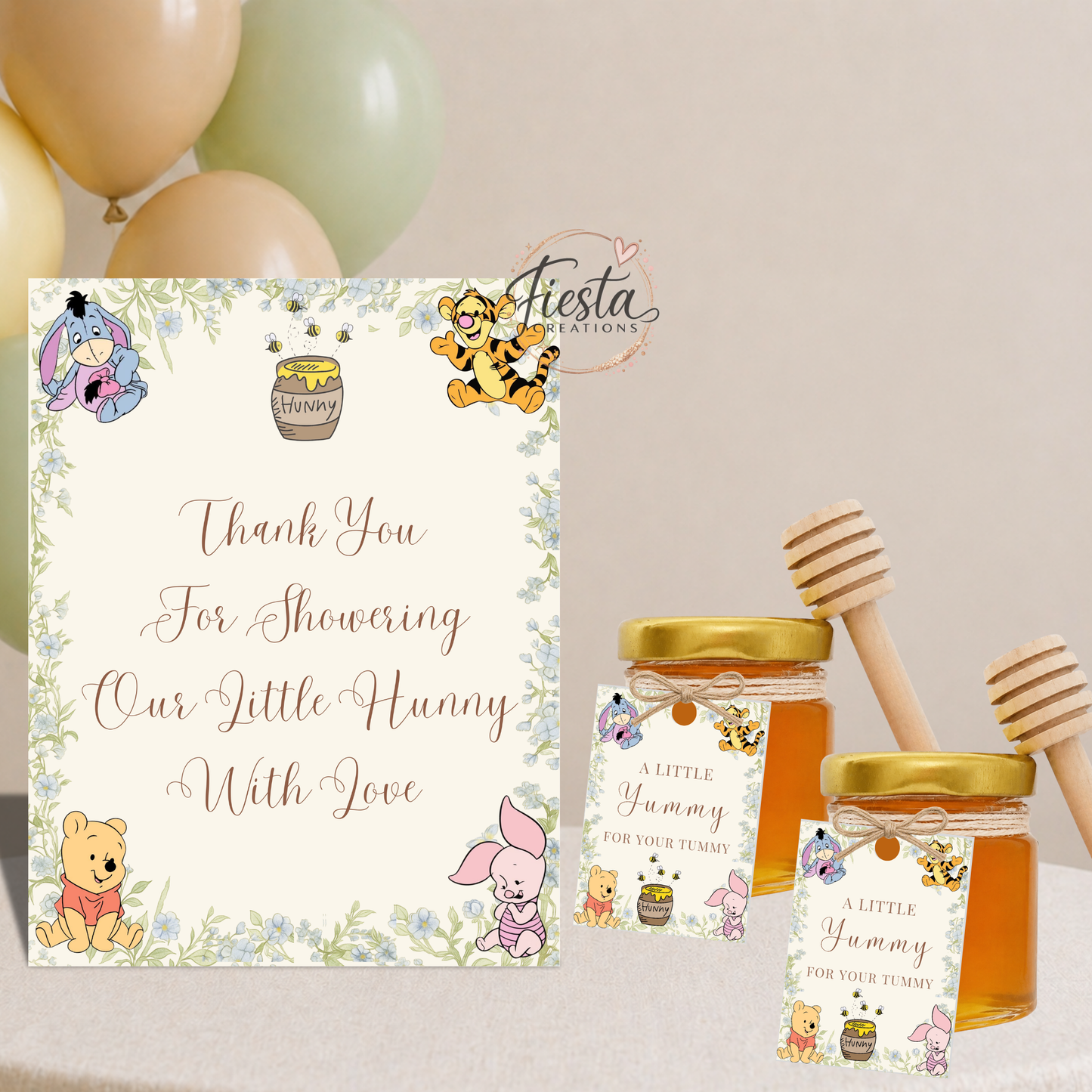 Green Winnie Baby Shower Mega Bundle | Editable Templates