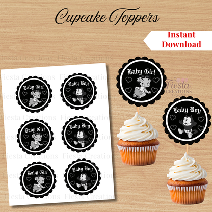 Printable Betty Gender Reveal Cupcake Toppers
