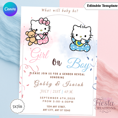 HK Gender Reveal 5x7in Invitation Template