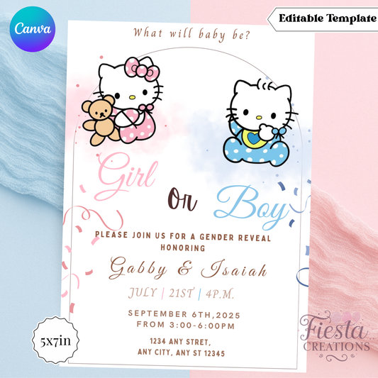 HK Gender Reveal 5x7in Invitation Template