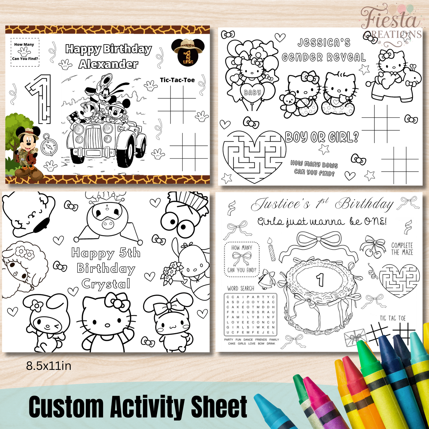 Custom Birthday Activity Sheet (Digital Download)