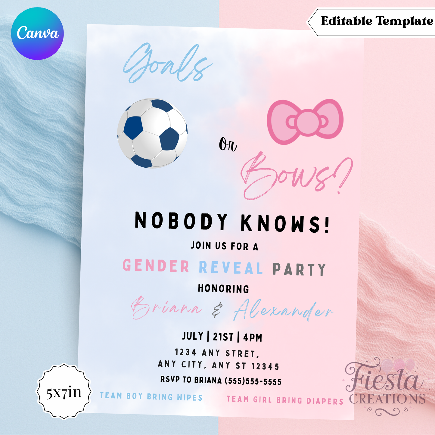 Goals or Bows 5x7in Invitation Template