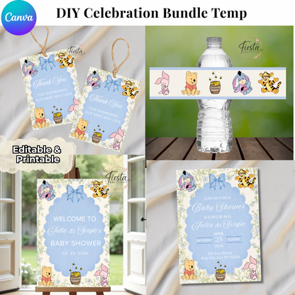 Blue Winnie Baby Shower DIY Celebration Bundle