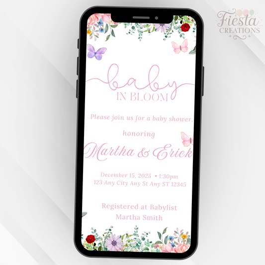 Baby in bloom Baby Shower Video Invitation
