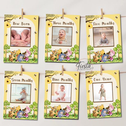 First Birthday Photo Banner Template & Milestone Cards | Editable Baby’s First Year | Printable Instant Download
