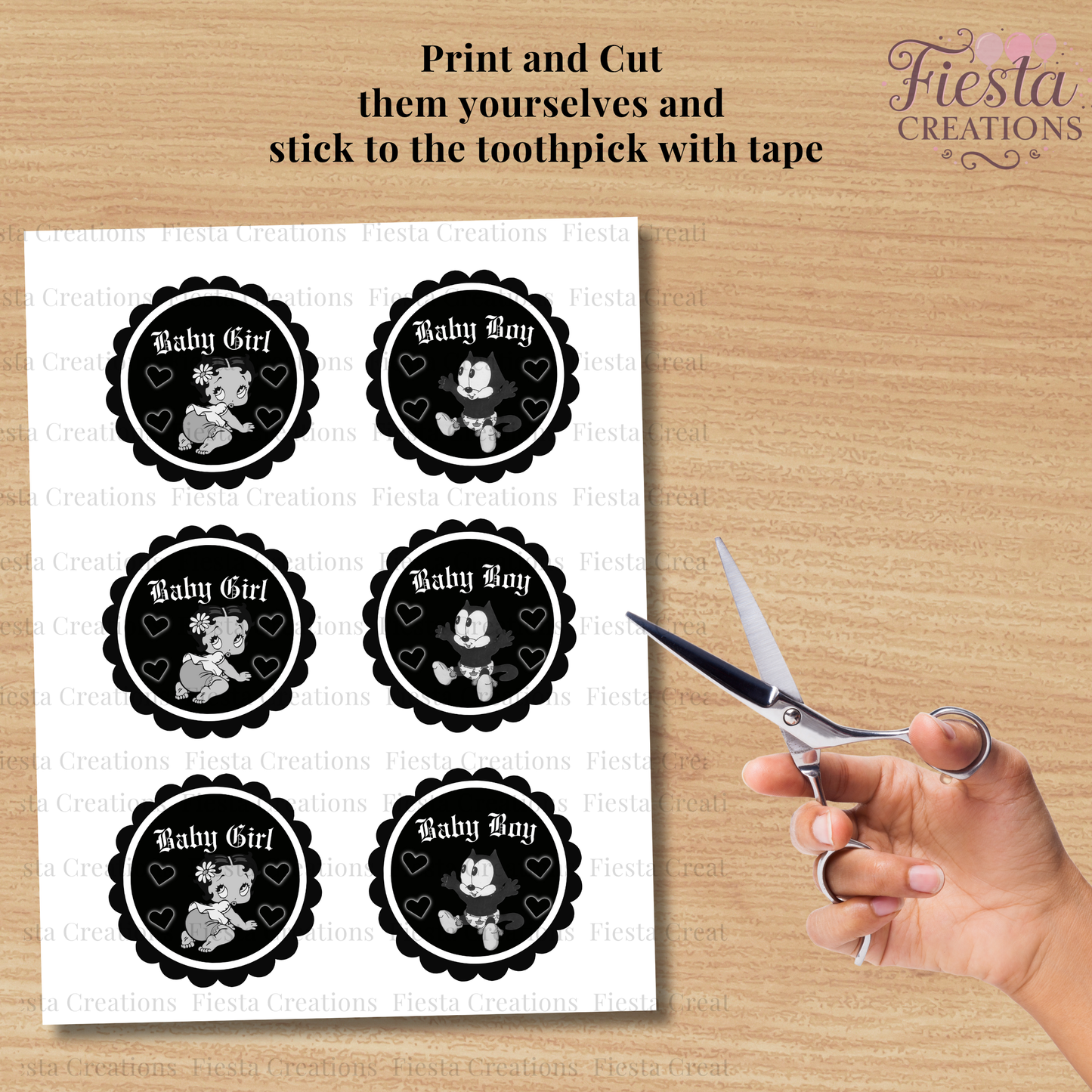 Printable Betty Gender Reveal Cupcake Toppers