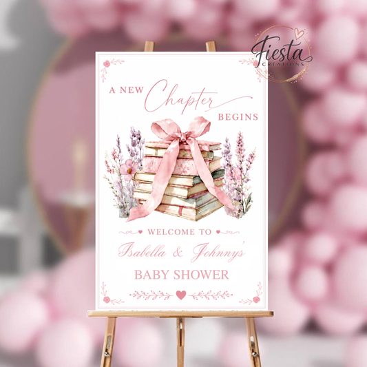 Story Time Baby Shower Welcome Sign 20x30in