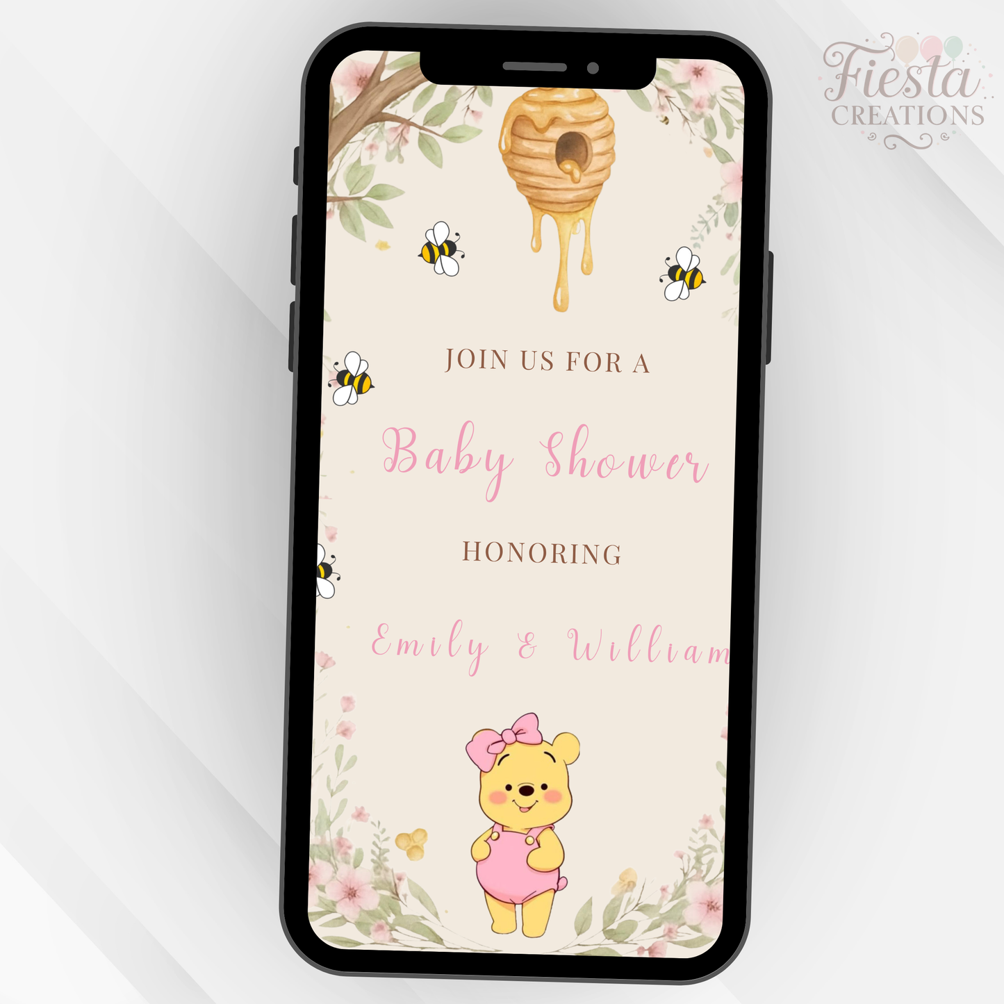 Winnie Pink Baby Shower Video Invitation