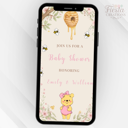 Winnie Pink Baby Shower Video Invitation
