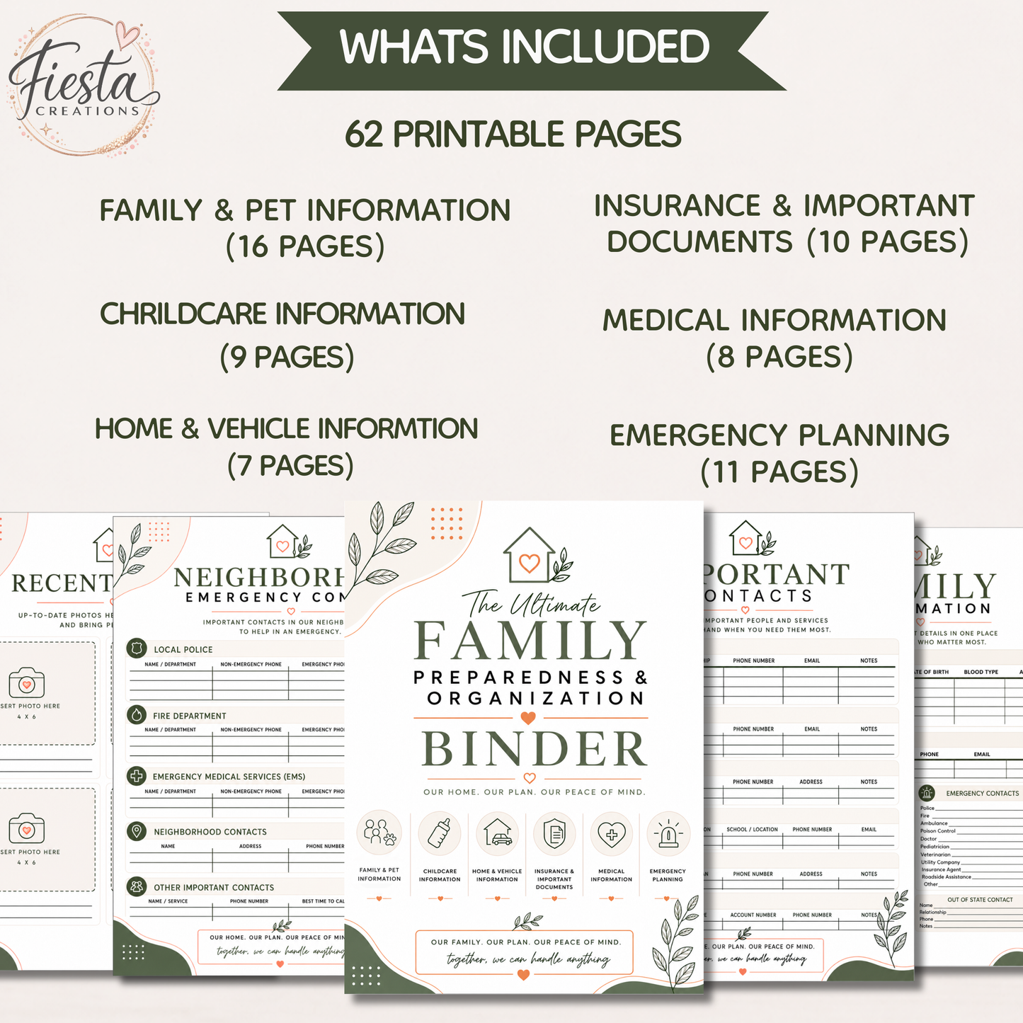 The Ultimate Family Preparedness & Organization | Emergency Binder Printable, Medical Records, Home & Vehicle Information, Childcare Organizer | All-in-One Emergency Planner