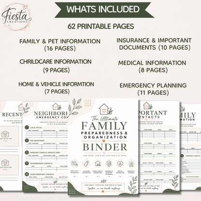 The Ultimate Family Preparedness & Organization | Emergency Binder Printable, Medical Records, Home & Vehicle Information, Childcare Organizer | All-in-One Emergency Planner