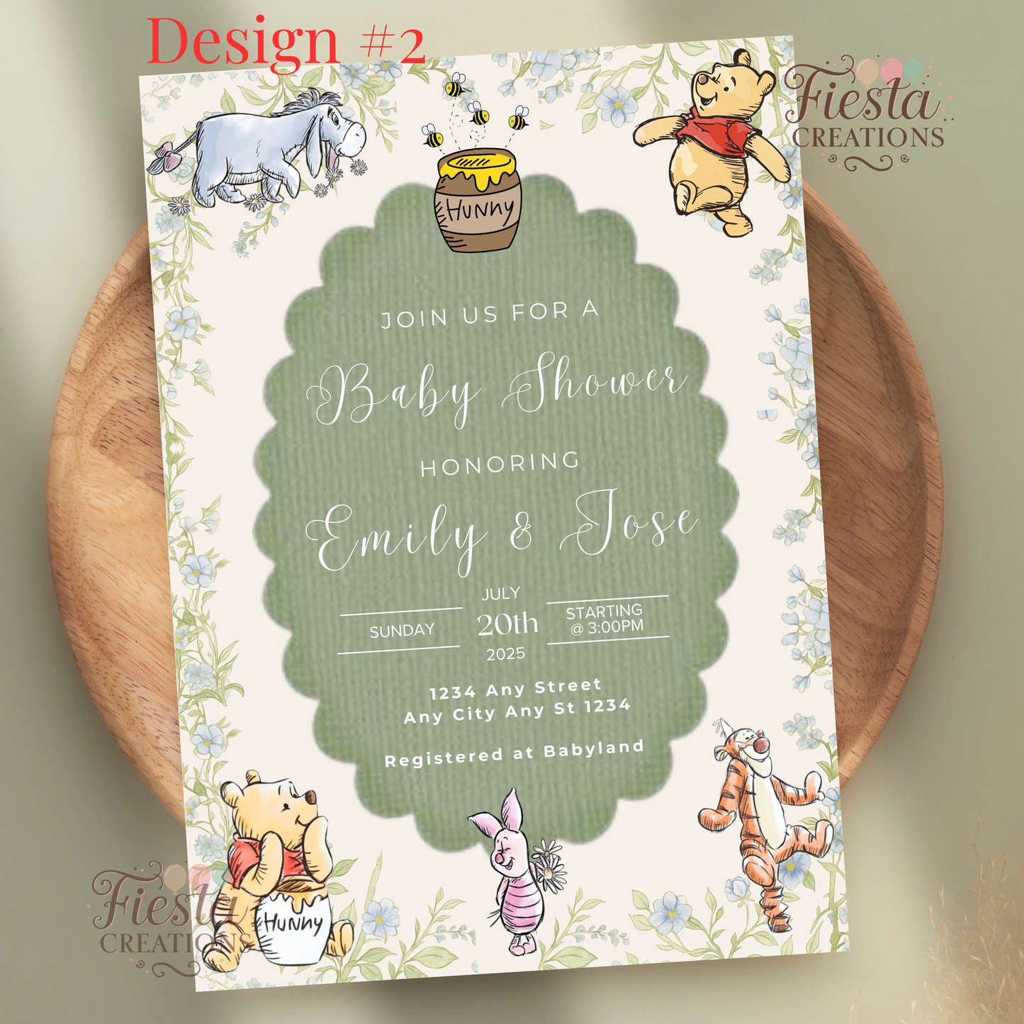 Winnie Green Baby Shower Invitation Temp