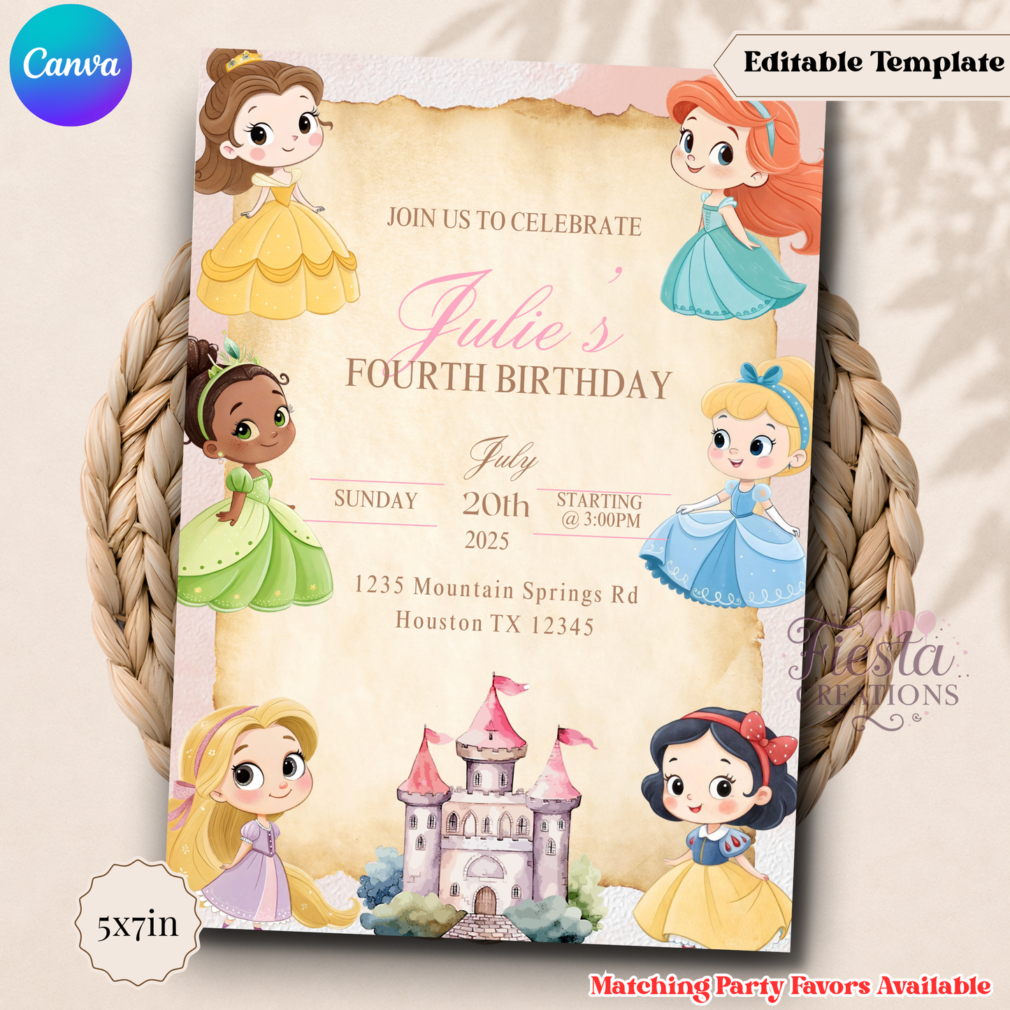Little Princess Birthday Invitation | 5x7inEditable Template | Instant Download