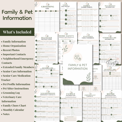 The Ultimate Family Preparedness & Organization | Emergency Binder Printable, Medical Records, Home & Vehicle Information, Childcare Organizer | All-in-One Emergency Planner