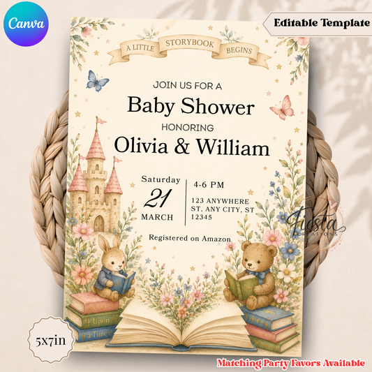 Storybook Baby Shower Invitation | Once Upon a Time Fairytale Baby Shower Invite