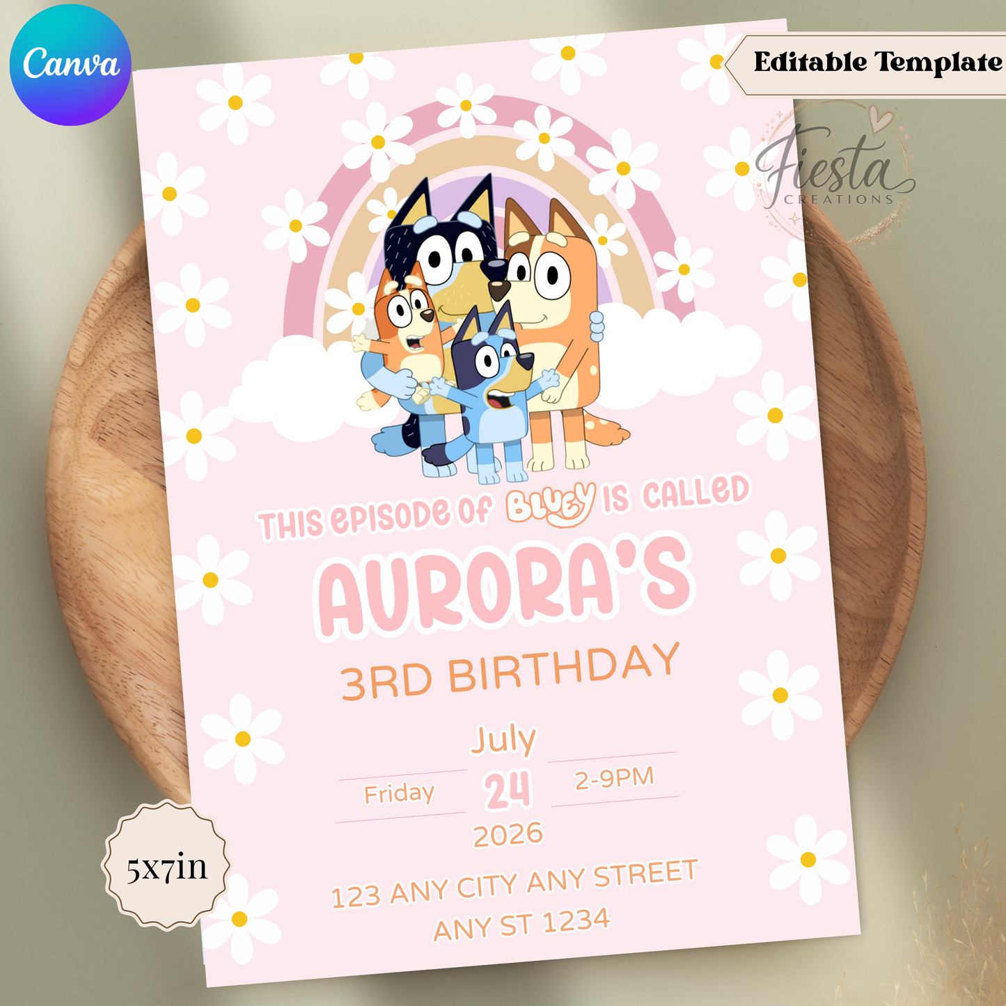 Pink Bluey Fiesta Bundle Templates