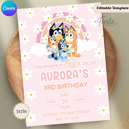 Pink Bluey Fiesta Bundle Templates