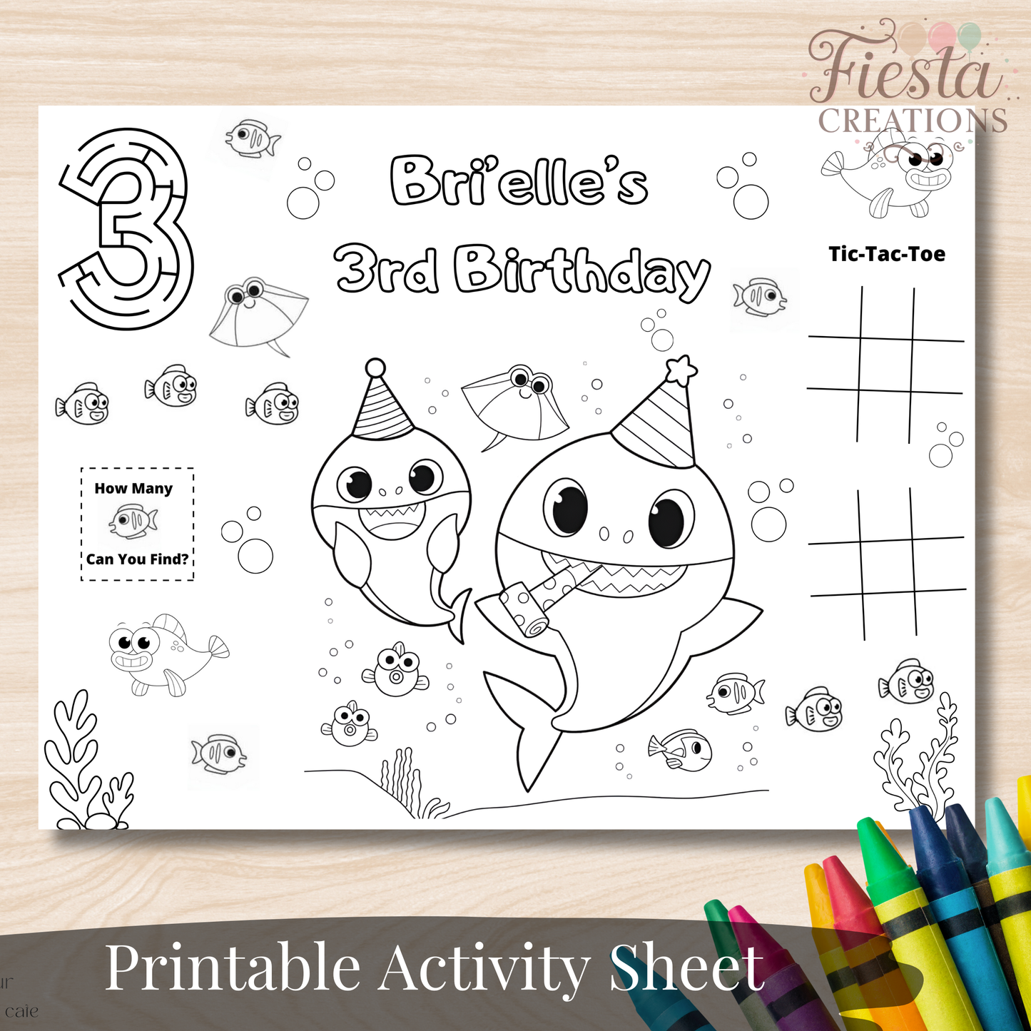 Shark Birthday Activity Sheet