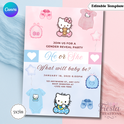 Gender Reveal HK | 5x7 Editable Template | Instant Download