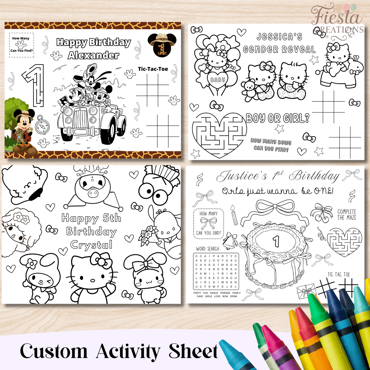 Custom Birthday Activity Sheet (Digital Download)
