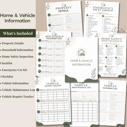 The Ultimate Family Preparedness & Organization | Emergency Binder Printable, Medical Records, Home & Vehicle Information, Childcare Organizer | All-in-One Emergency Planner