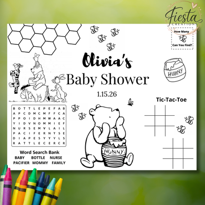 Green Winnie Baby Shower Mega Bundle | Editable Templates