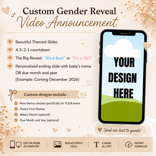 Custom Gender Reveal Video Announcement | It's a Boy or It's a Girl Reveal Video | Personalized Countdown Gender Reveal | Digital Download