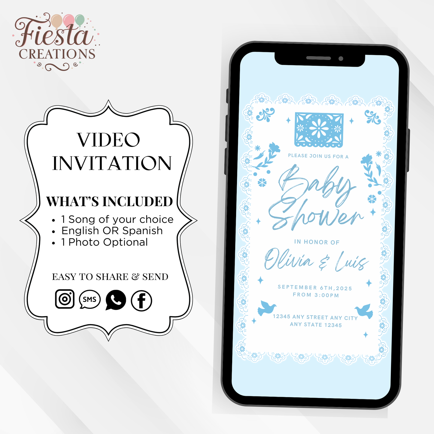 Daniel Baby Shower Video Invitation Blue
