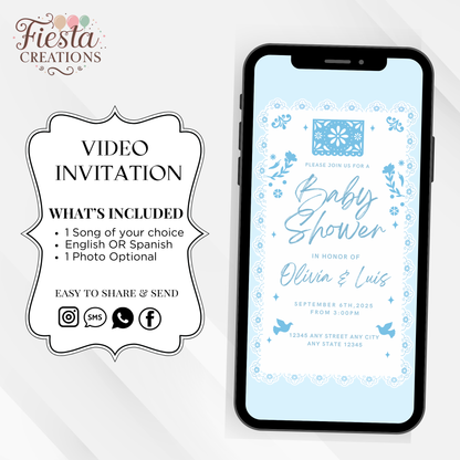 Daniel Baby Shower Video Invitation Blue