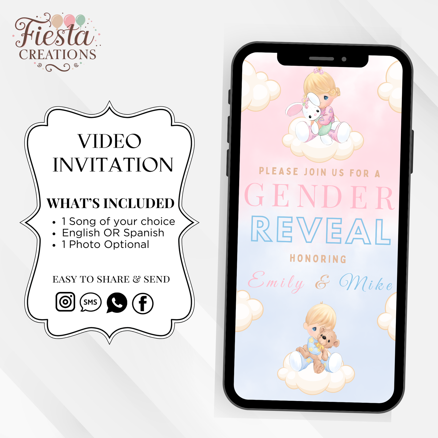 Dolls Gender Reveal Video Invitation