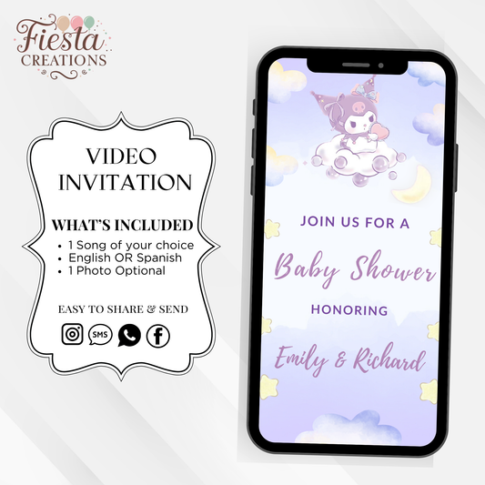 Purple Baby Shower Video Invitation