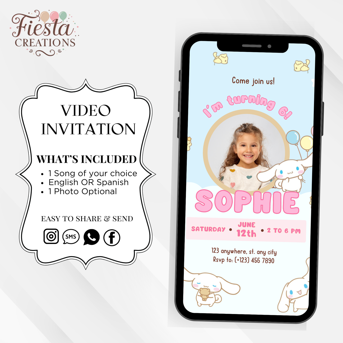 Cinnamoroll Birthday Video Invitation