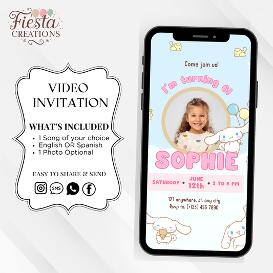 Cinnamoroll Birthday Video Invitation